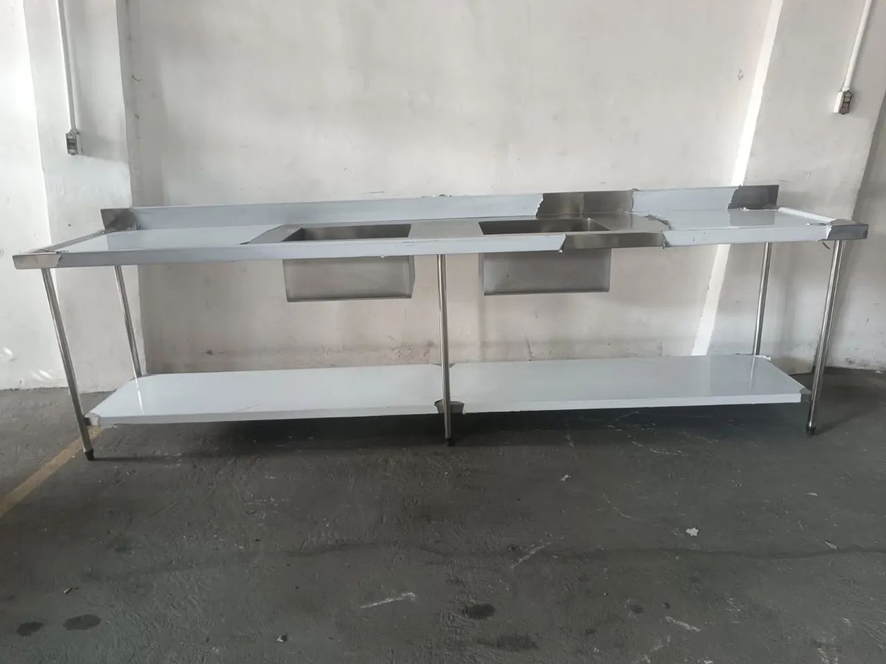 Pia industrial de aço inox com duas cubas - Foto 3