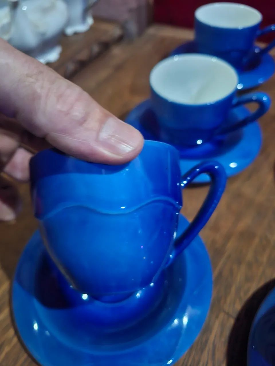 Conjunto para café em cerâmica azul  - Foto 3