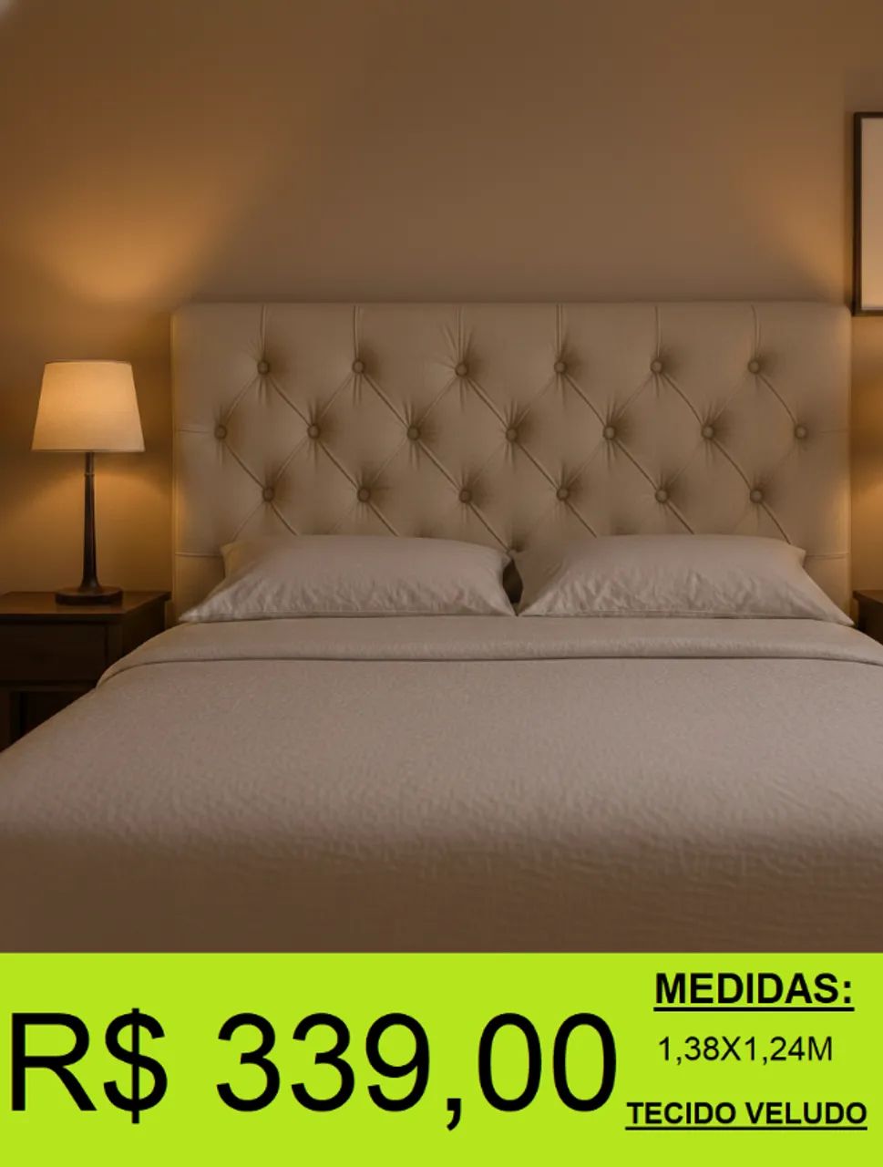 Cabeceira casal bege com design super moderno