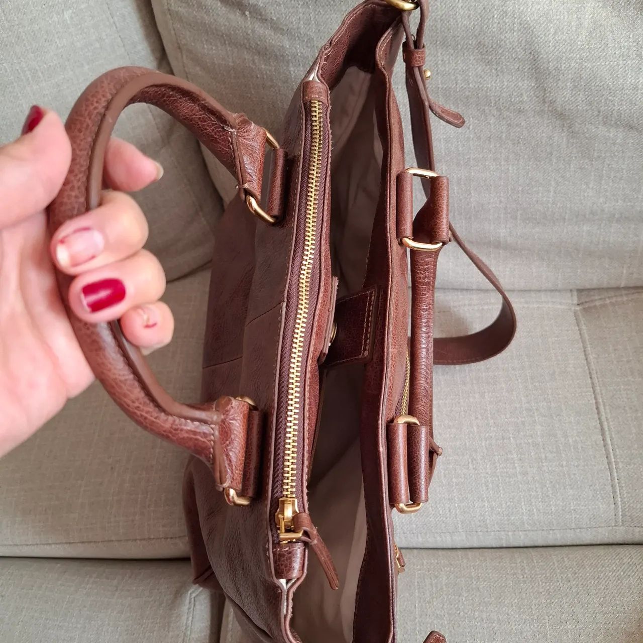 Bolsa de Ombro Marrom de Couro - Foto 3