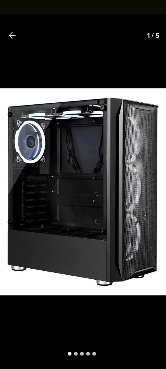 Gabinete Gamer com Iluminação RGB + 5 fans RGB 