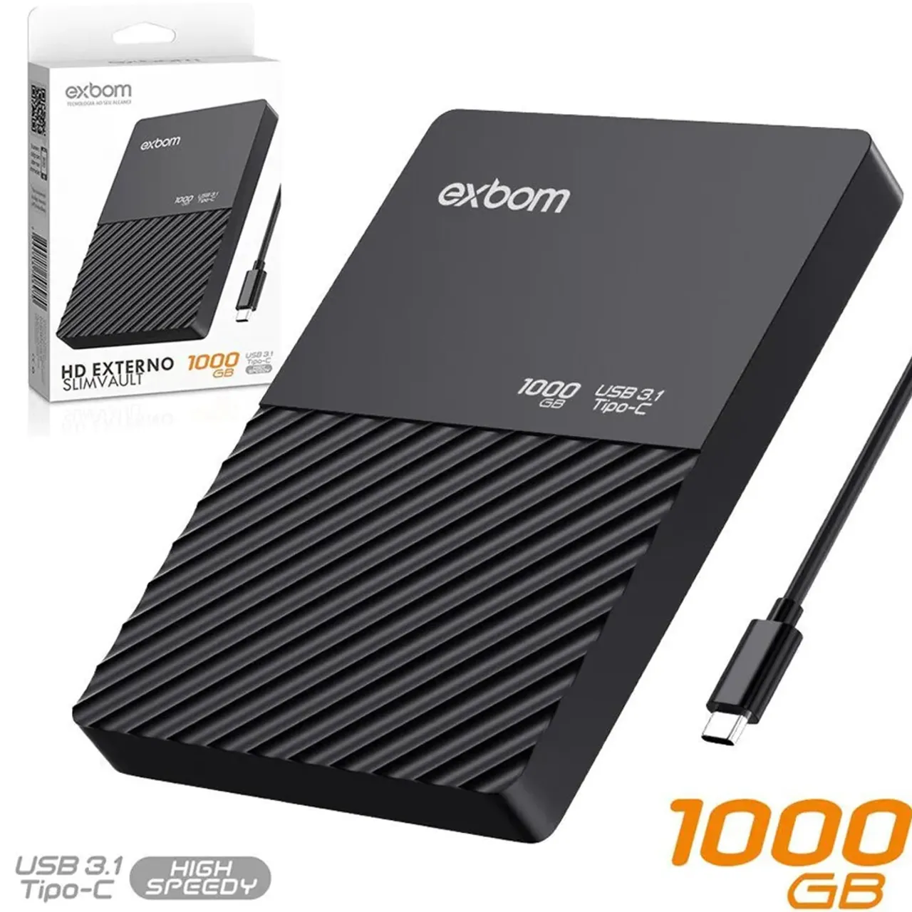 HD Externo 1TB de 2.5 Polegadas Type C 3.1 (Disco Rígido) - Exbom em São Luís ma