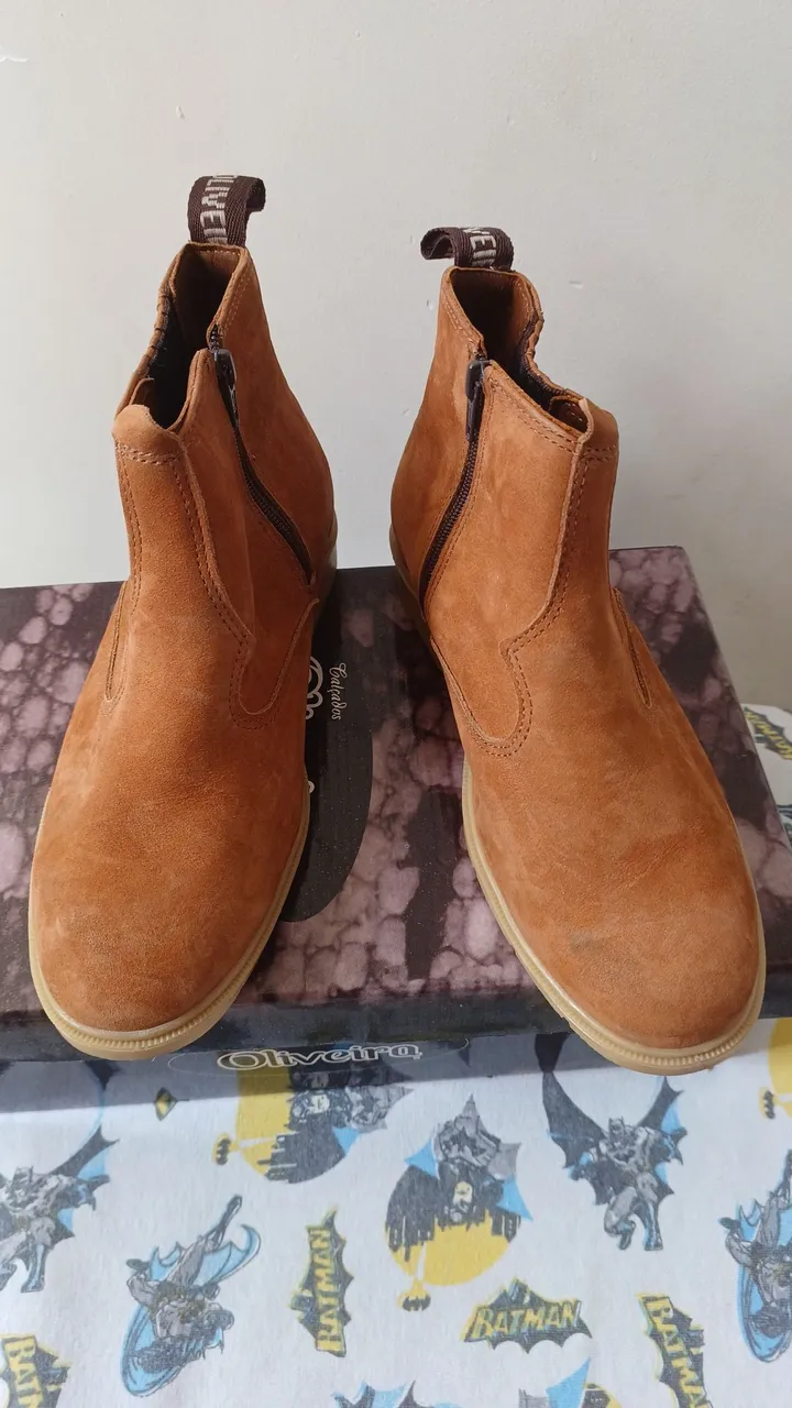 Botina em couro masculina infantil