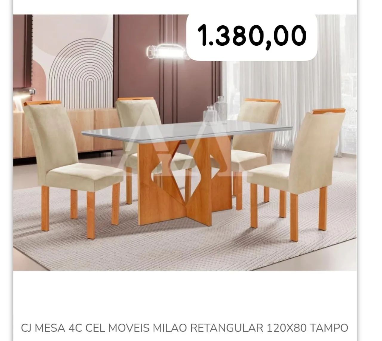Mesa de Jantar 4 Cadeiras Milão Retangular 120x80 Tampo Branco - Foto 2