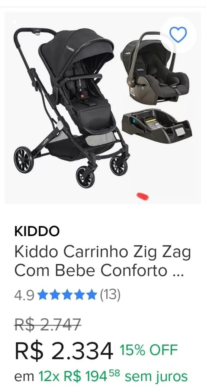 Carrinho Dobrável E bebê conforto Kiddo - Foto 6