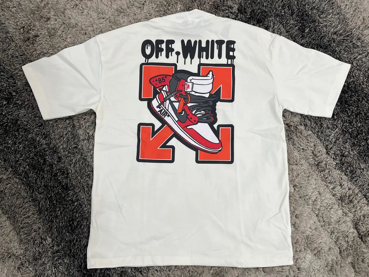 Camiseta Off-White Oversized Malha Suedine Branca