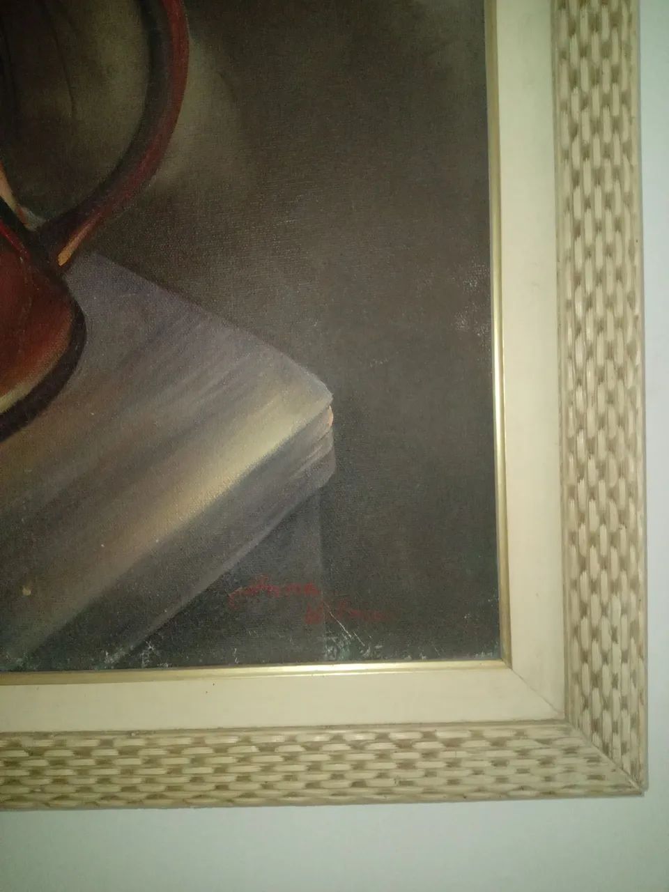 Quadro antigo vaso de flores oleo sobre tela - Foto 3