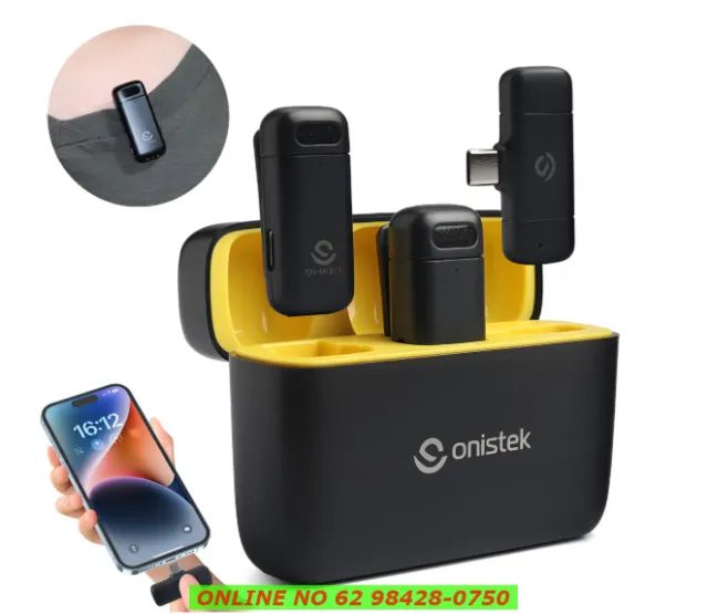 Microfone Lapela Duplo Sem Fio Celular Gravações Lives Vídeo