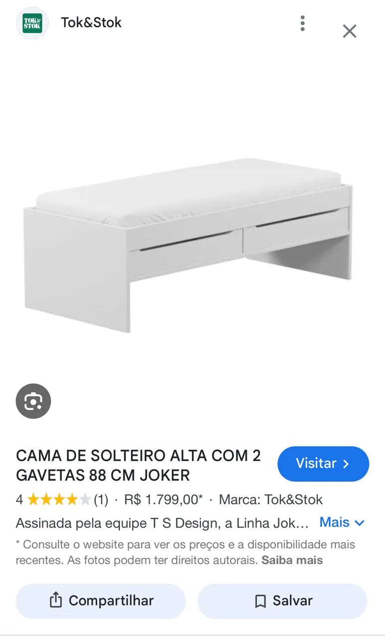 Cama de solteiro branca com 2 gavetas marca TOK & Stock - Foto 5