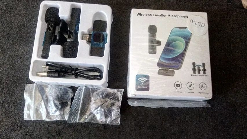 Microfone de Lapela sem fio bluetooth áudio voz vlog lives Produto novo testo na hora - Foto 6