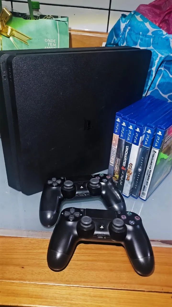 ps4 slim 1tb 2 controles 6 jogos