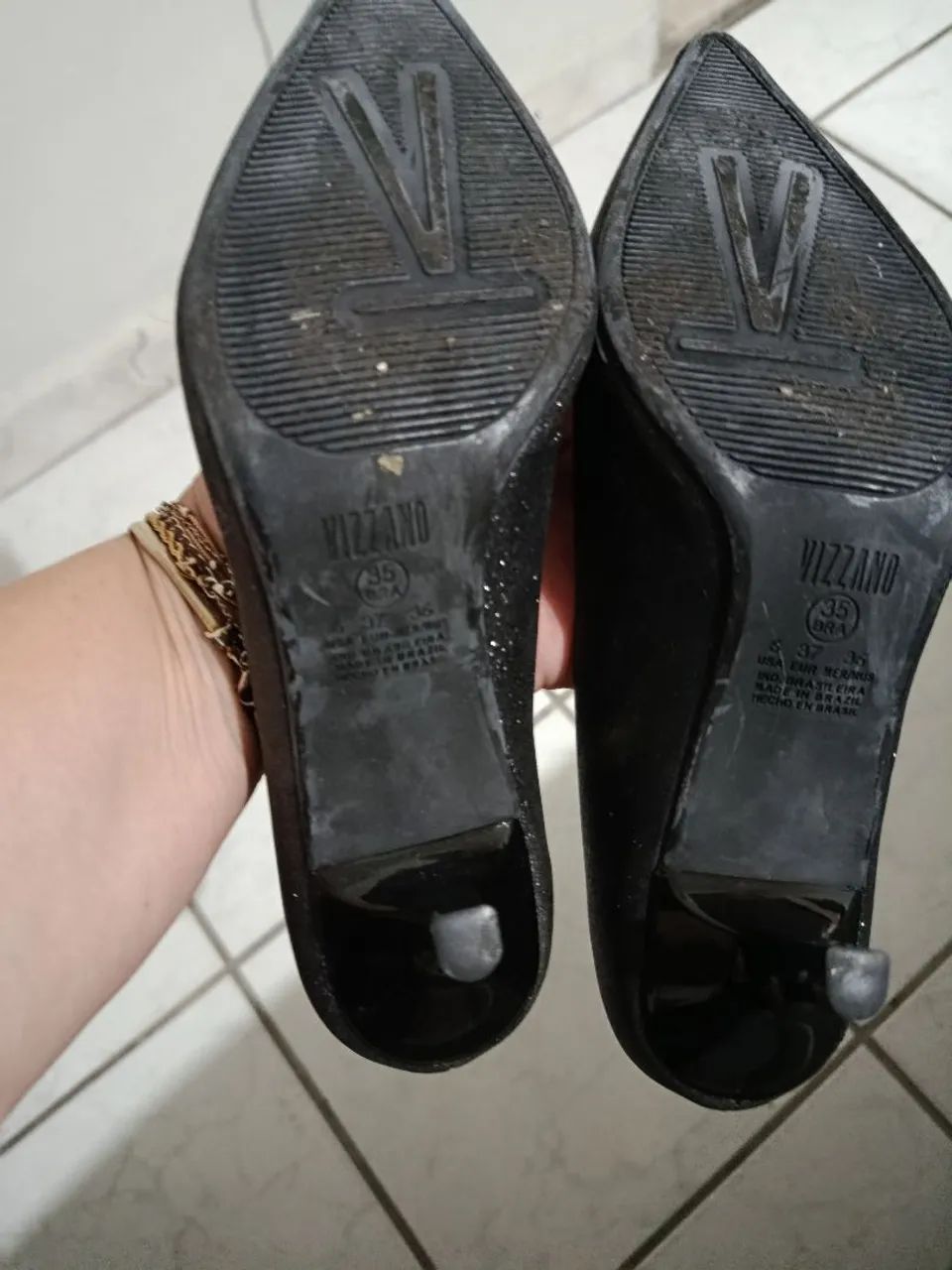Scarpin Preto Glitter Vizzano - Foto 3