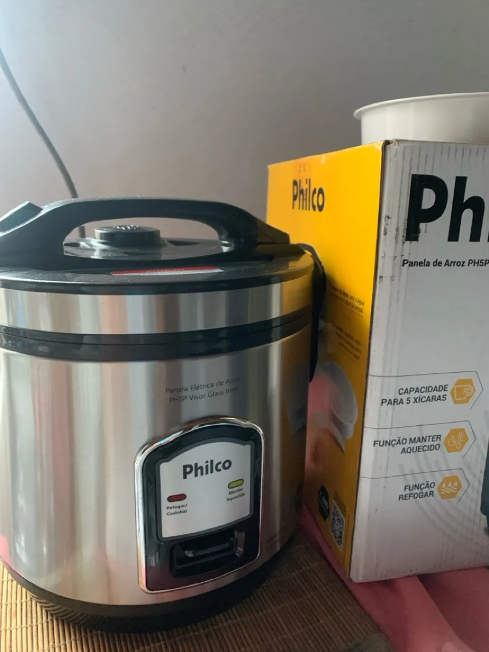 Panela Elétrica de Arroz Philco PH5P Visor Glass Inox