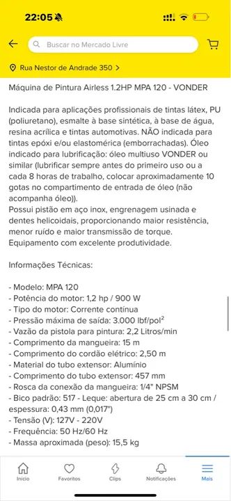 Pistola de Pintura Airless Vonder 1,2hp 900w 120L/min - Foto 6