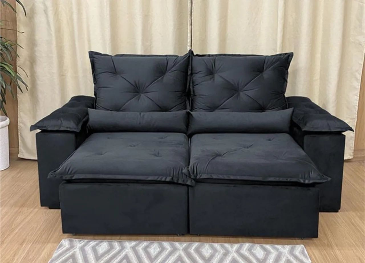 PAGUE NA ENTREGA! Sofá modelo Athenas  Preto na medida de 1.80m - Foto 2