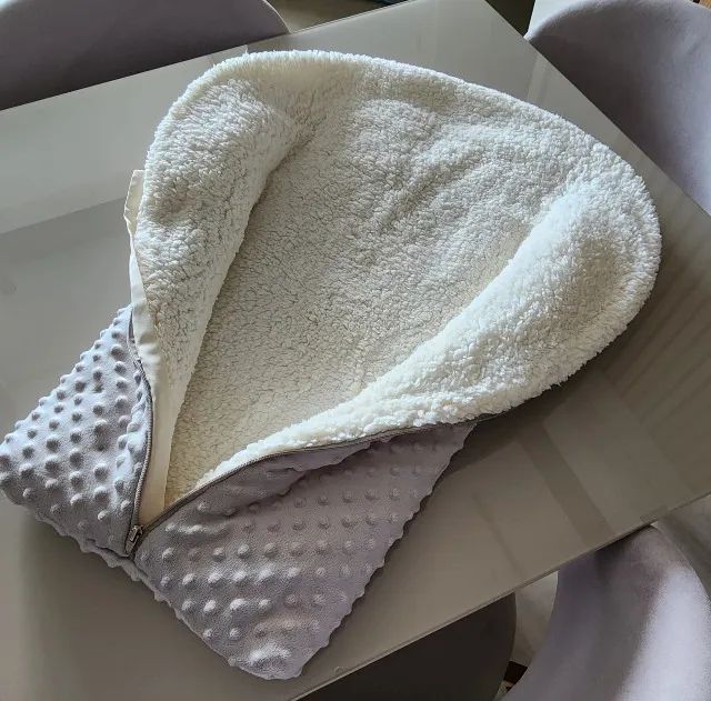 Saco De Dormir Casulo De Bebê Com Zíper Soft Bolha E Sherpa Cor Cinza - Foto 3