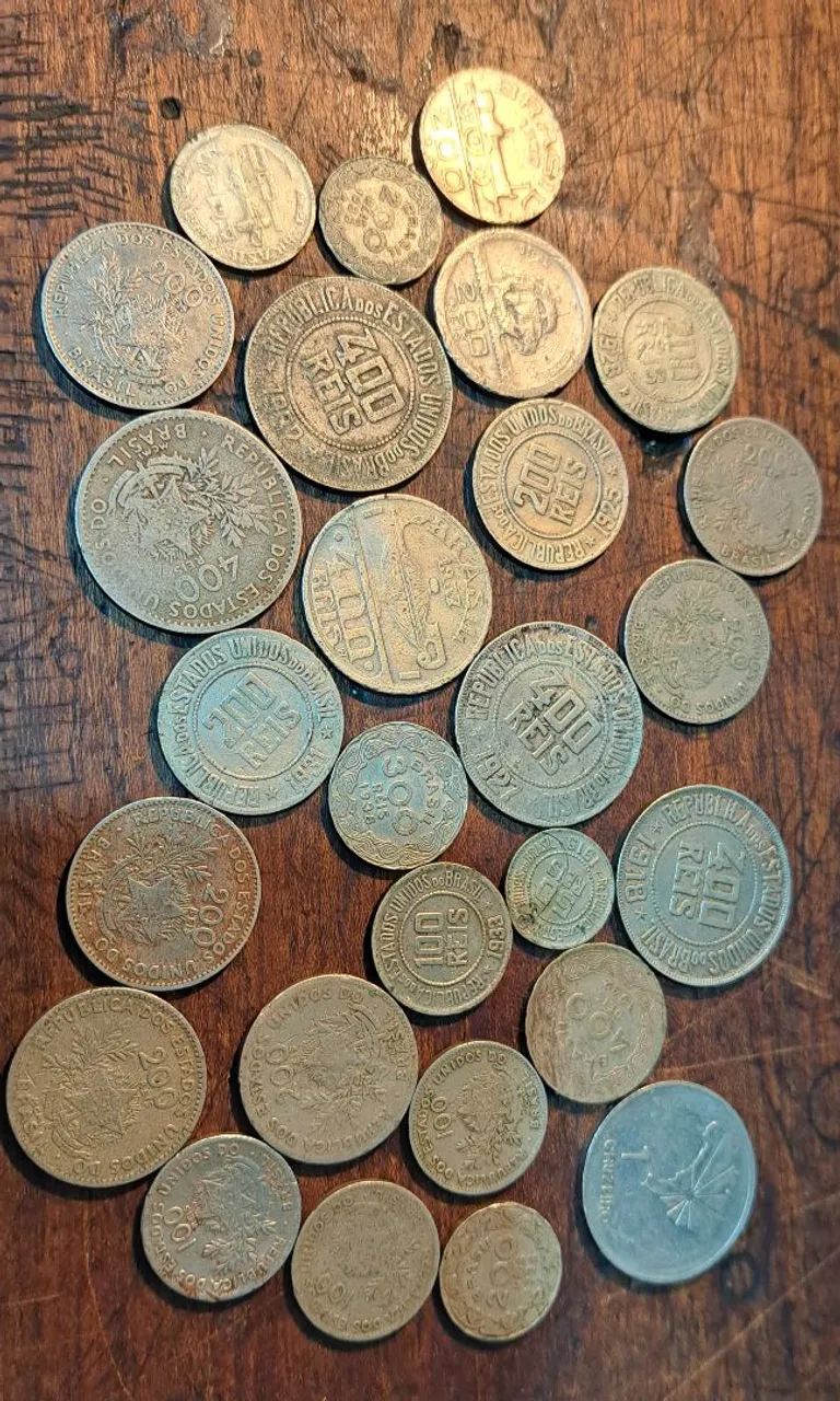 Lote 27 moedas antigas de réis 