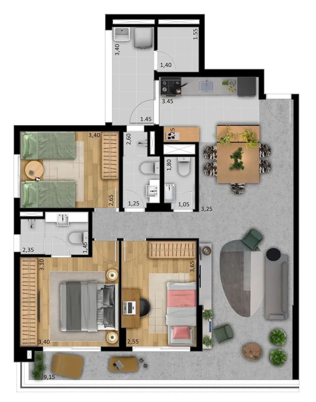 PLANTA 105m²