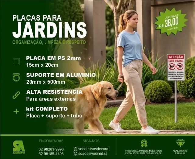 PLACA COM SUPORTE PARA JARDIM.
