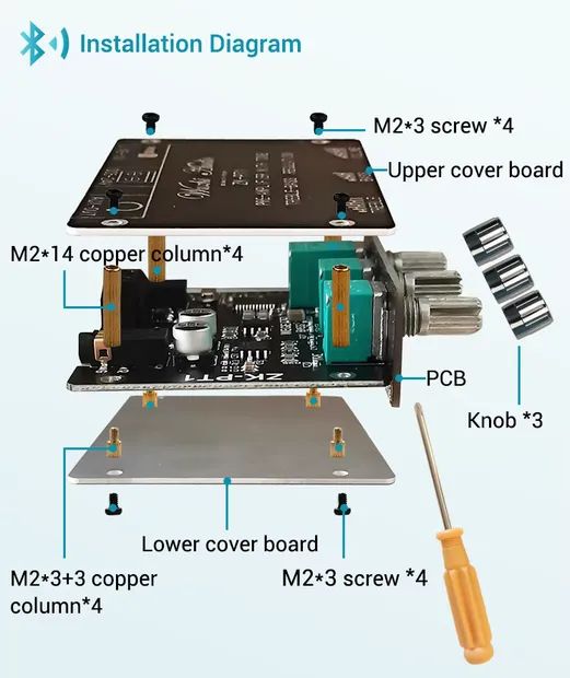 Placa bluetooth 5.0 pré amplificador digital com com controle de volume graves e agudos - Foto 4