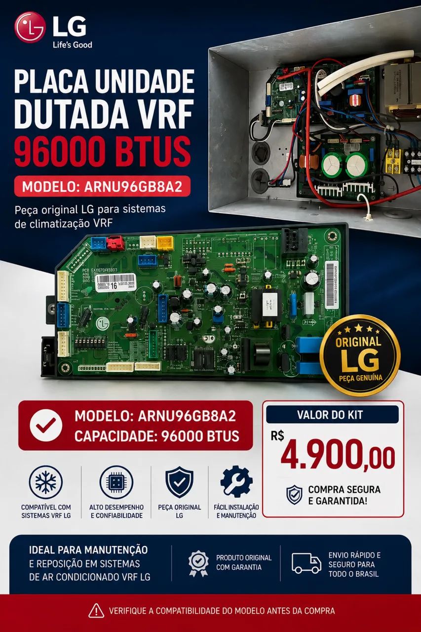 Kit placa VRF LG dutada ARNU96GB8A2