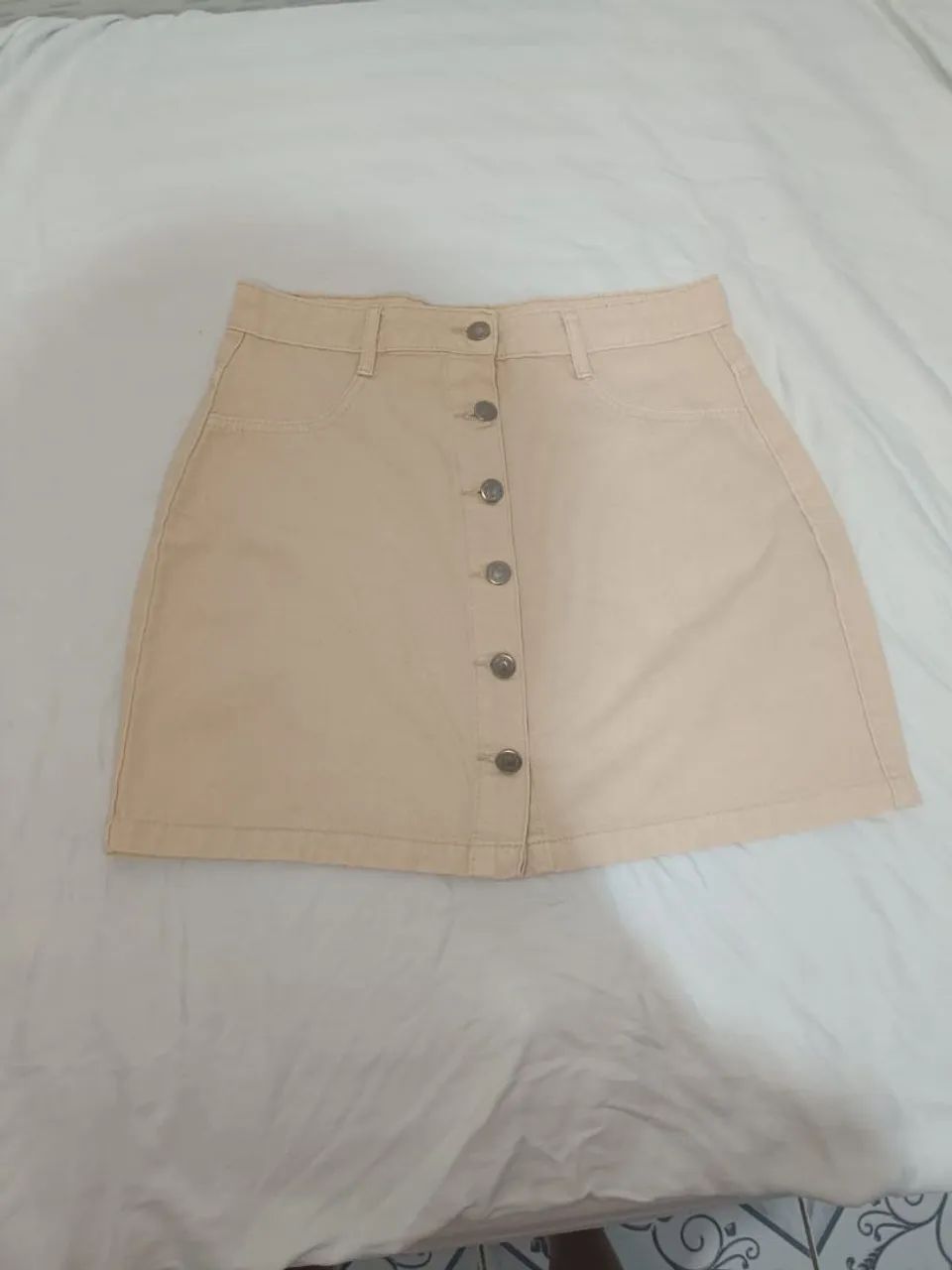 Saia jeans bege 