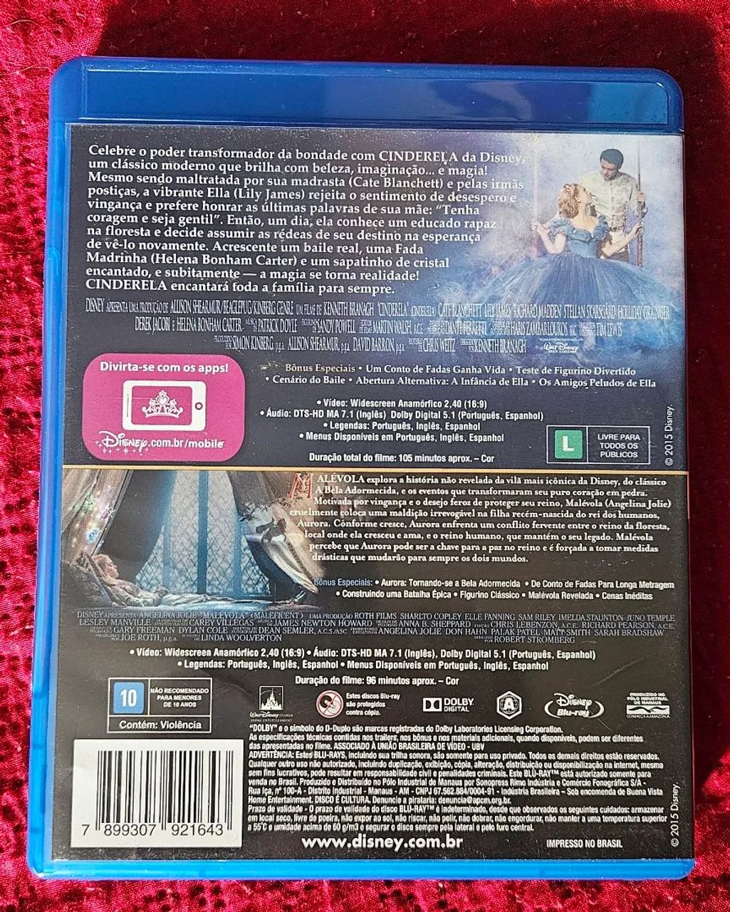 Bluray DISNEY Cinderela + Malévola  - Foto 2