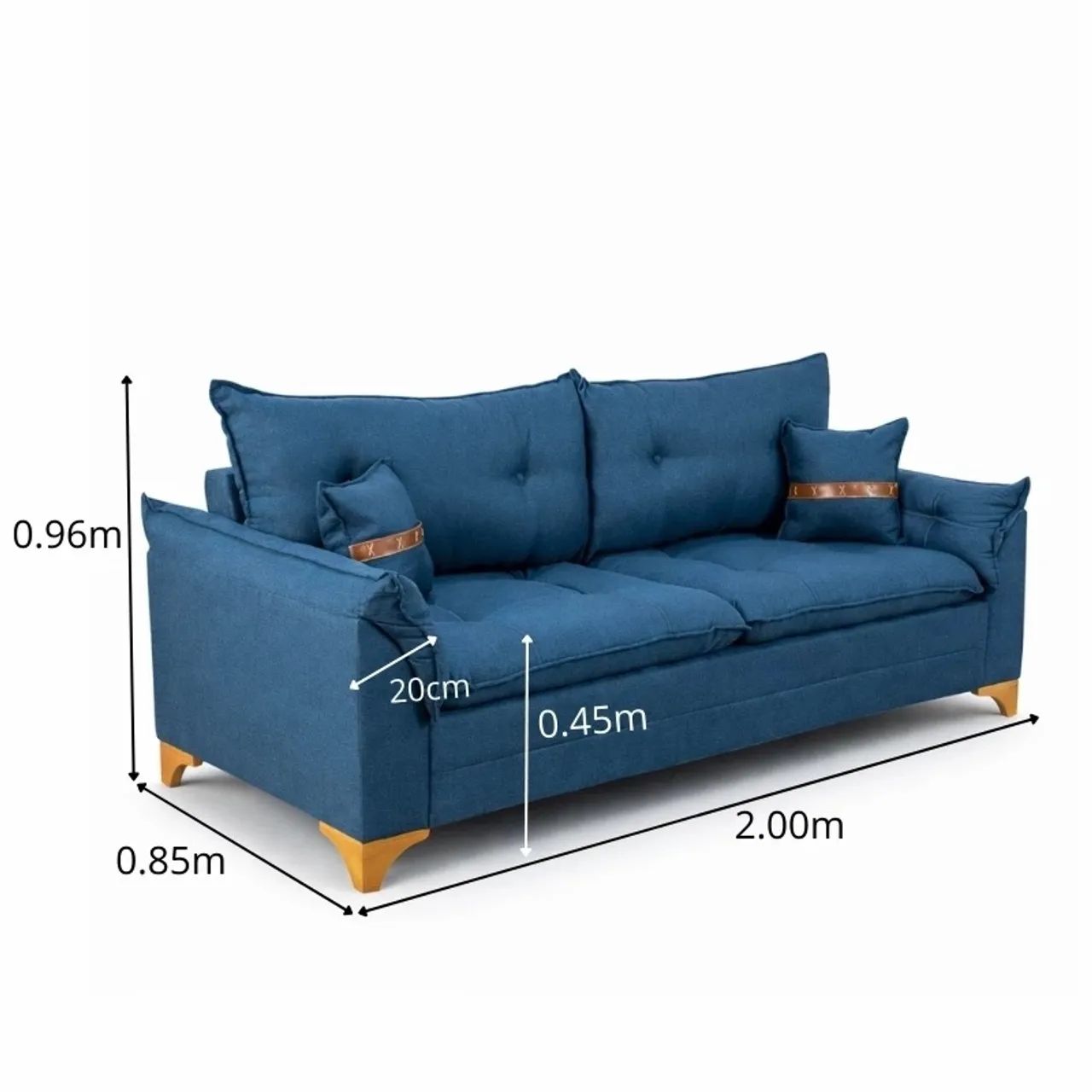 Sofá 3 Lugares Creta Linho Azul 28 Larg. 2.00m - Molas bonnel rf76 - Foto 4