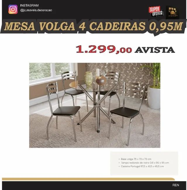 MESA VOLGA REDONDA 4 CADEIRAS