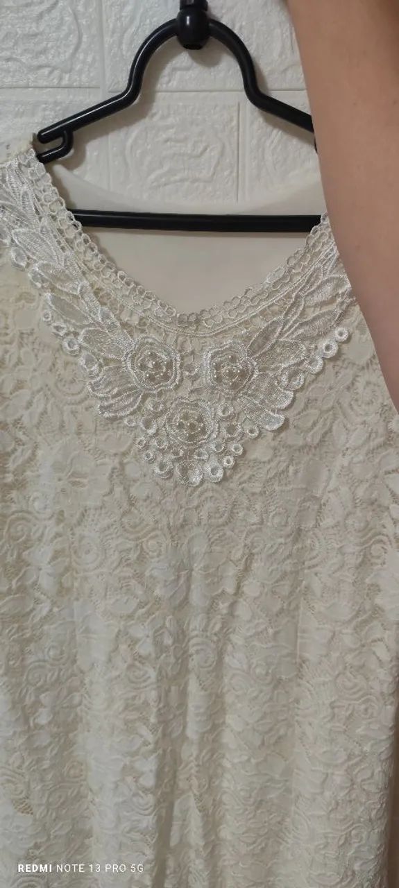 Vestido MIDI off white em renda - Foto 2