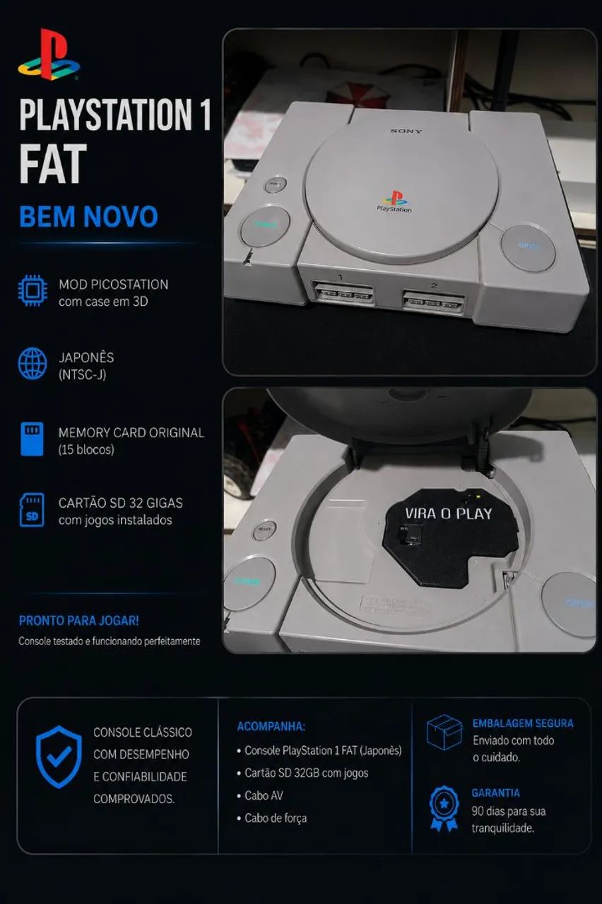PLAYSTATION 1 JAP COM PICOSTATION NOVO - Foto 2