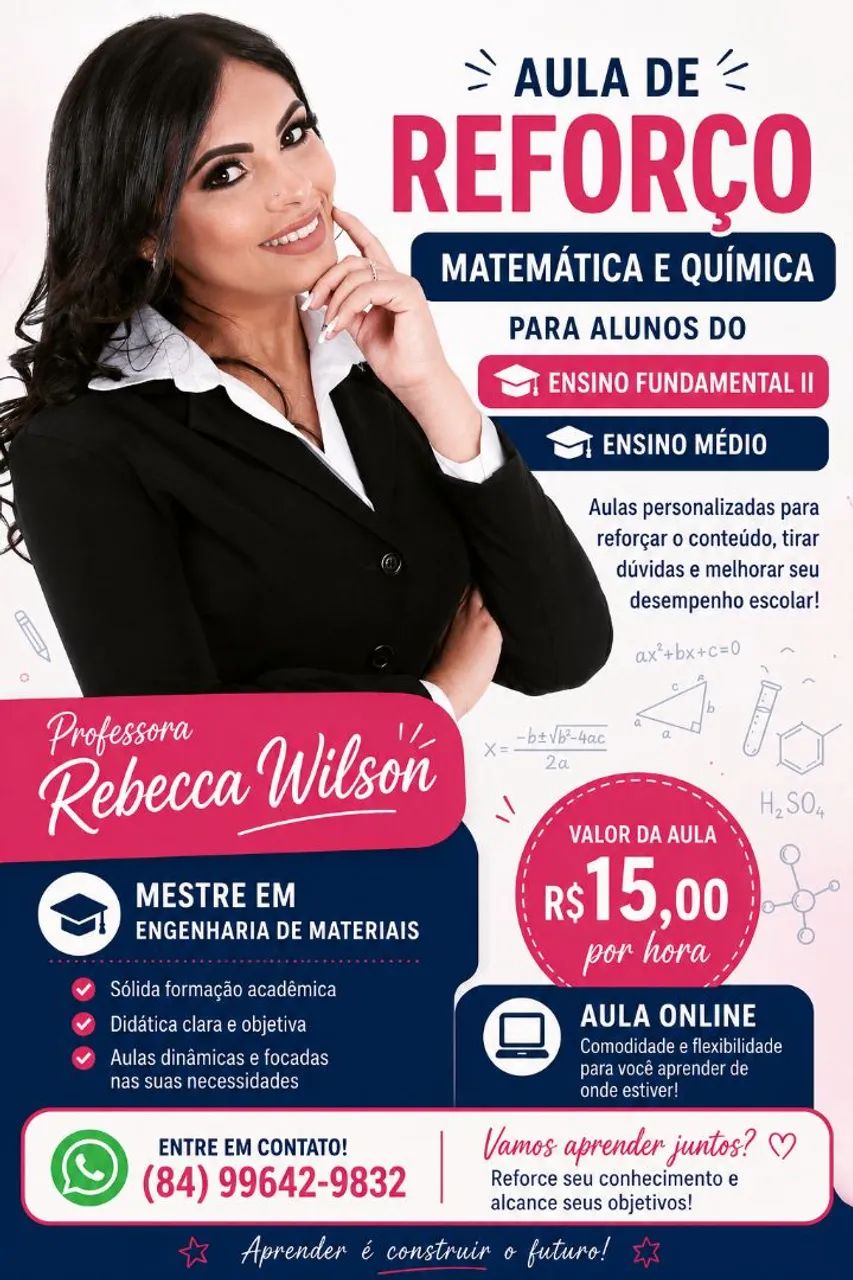 Aula de reforço de Matemática e Química