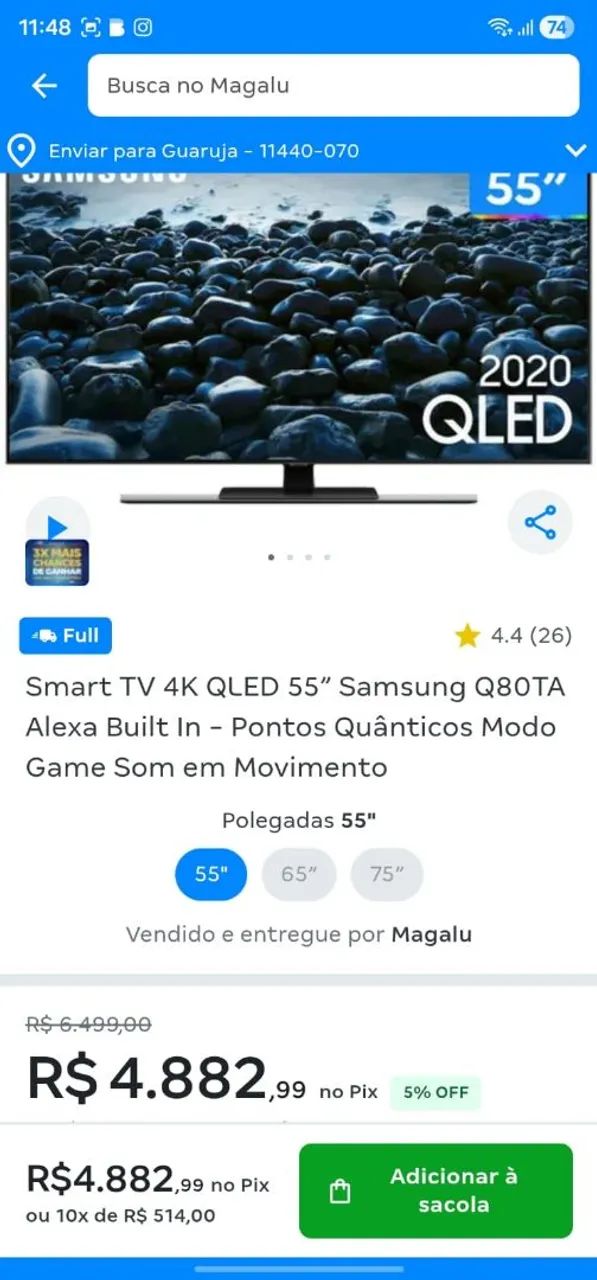 Smart TV Samsung 55 Polegadas 4K - Foto 3