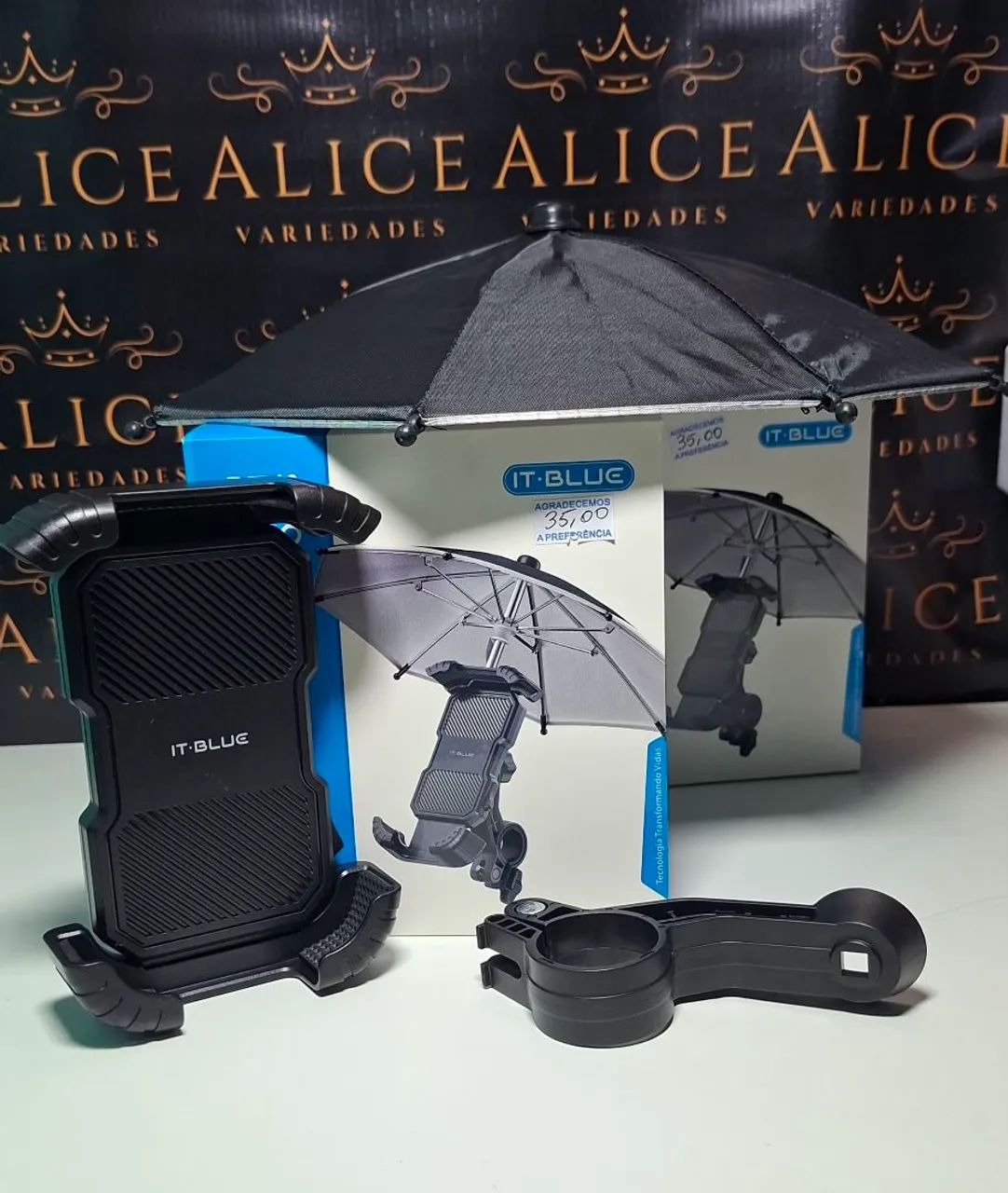 Suporte de celular para moto com proteção de sombrinha 