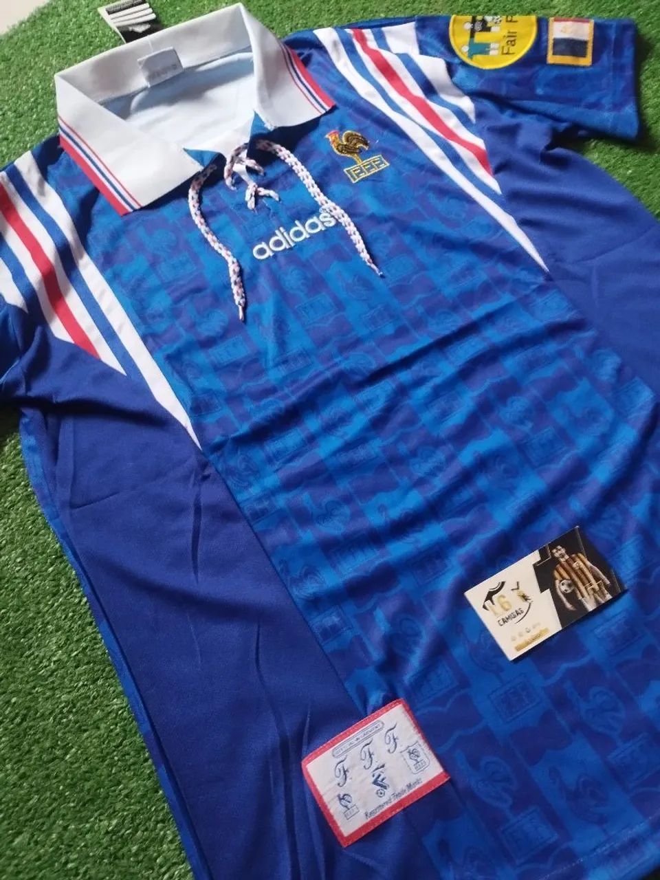 Camisa Seleção França Retrô 1996 Azul - Home Patchs Inclusos - Foto 4