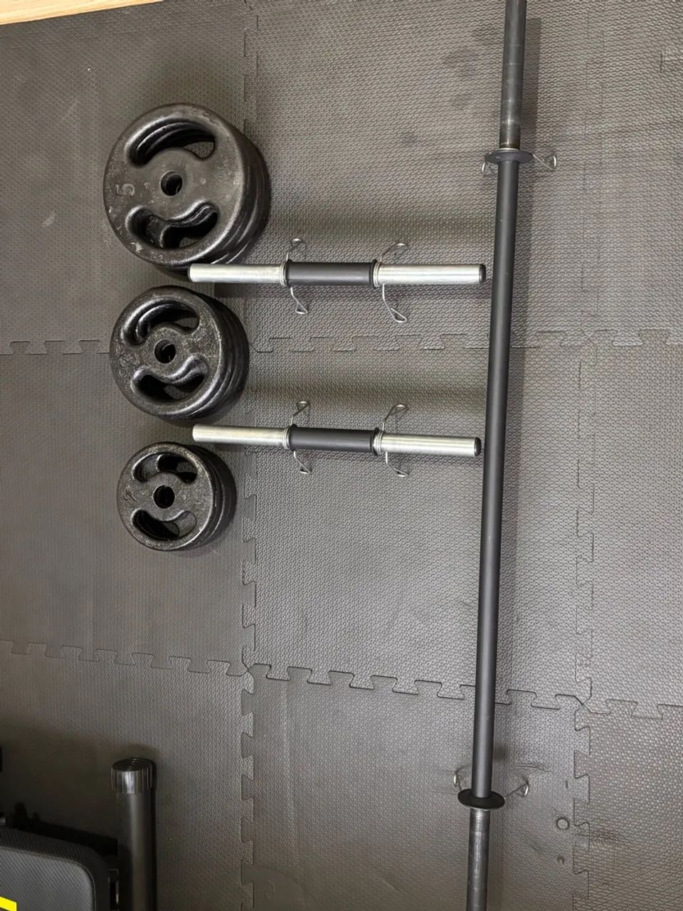 Kit de anilhas e barra