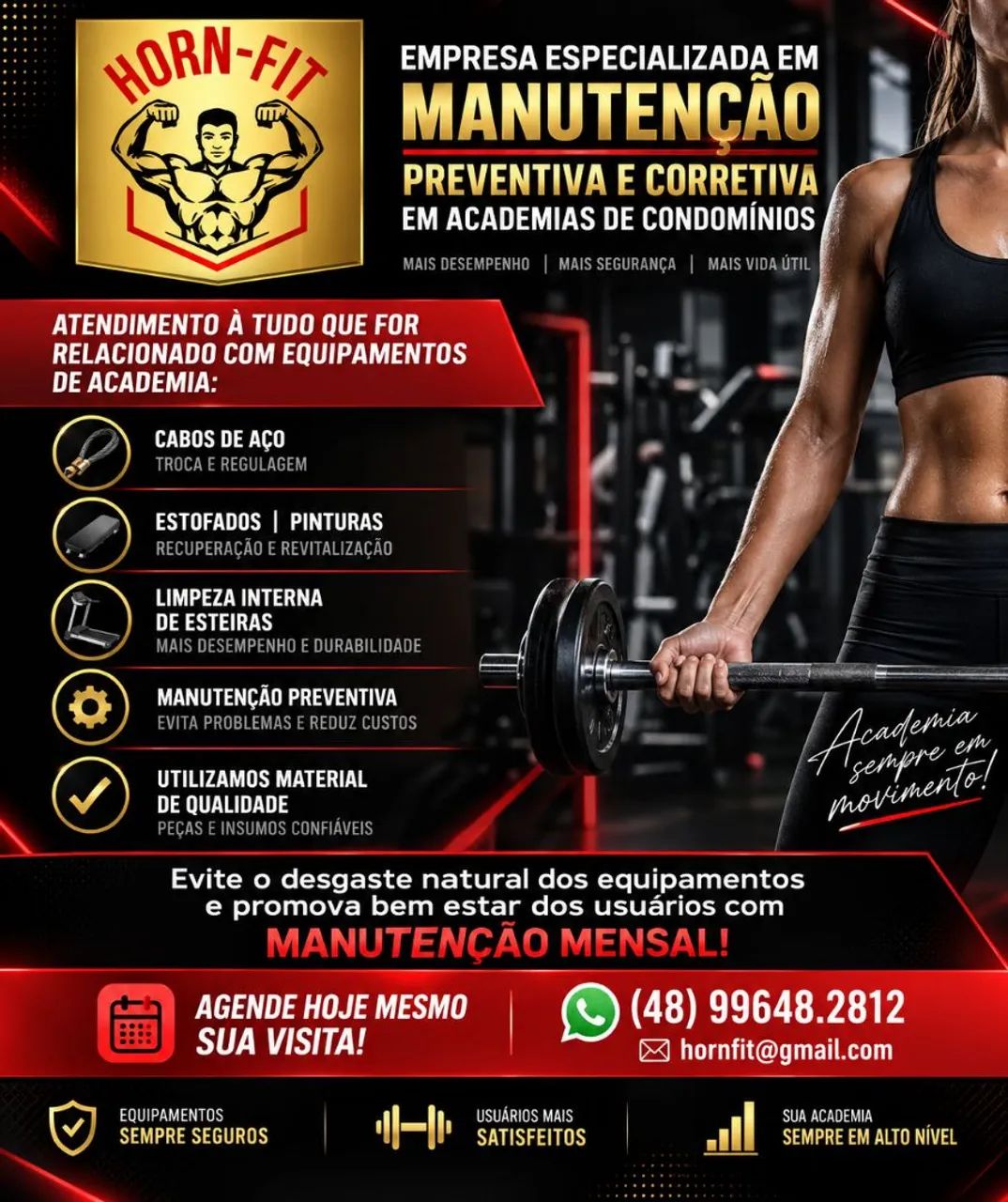 Concerto de equipamentos de academia 