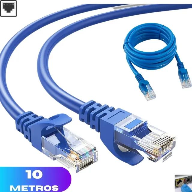Cabo de Rede RJ45 Cat5 10 Metros Internet - PROMOÇÃO | Fazemos Entrega 