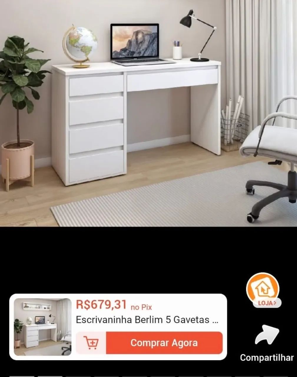 Escrivaninha Berlim 5 gavetas - Foto 4