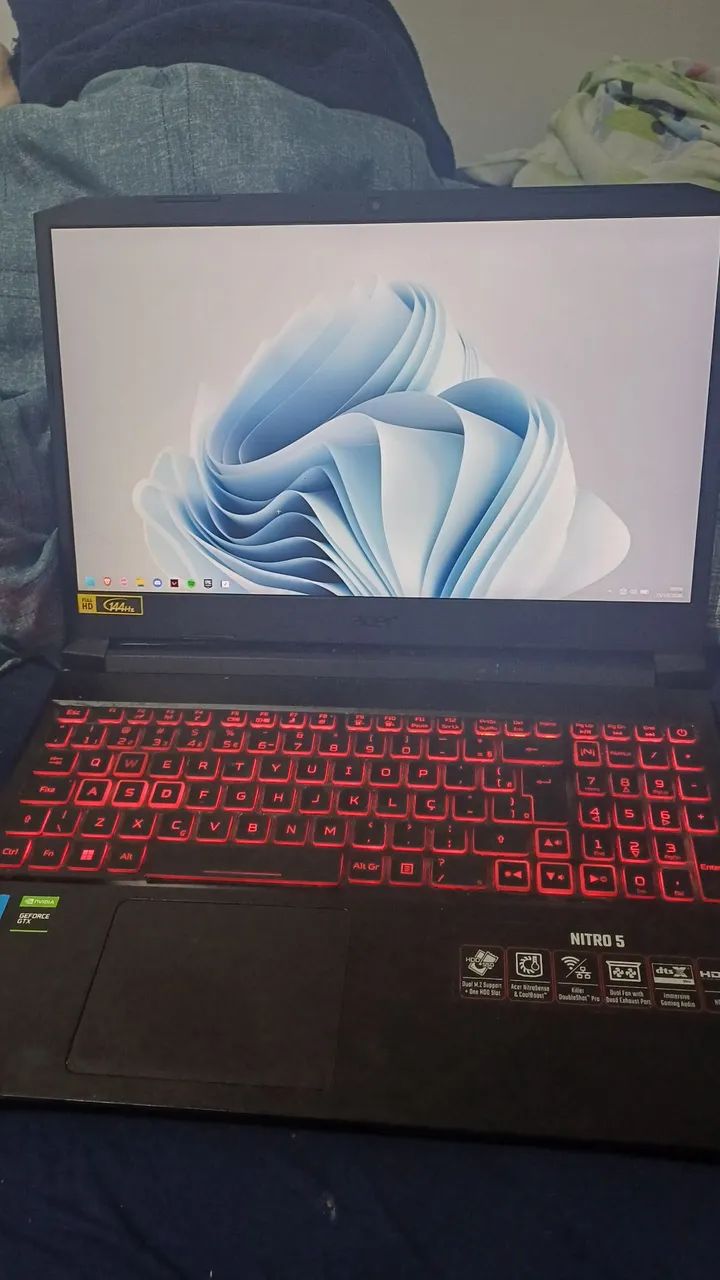 Notebook gamer acer nitro 5 144hz i5-11400H · GTX 1650 · 16 GB RAM · SSD 512 GB