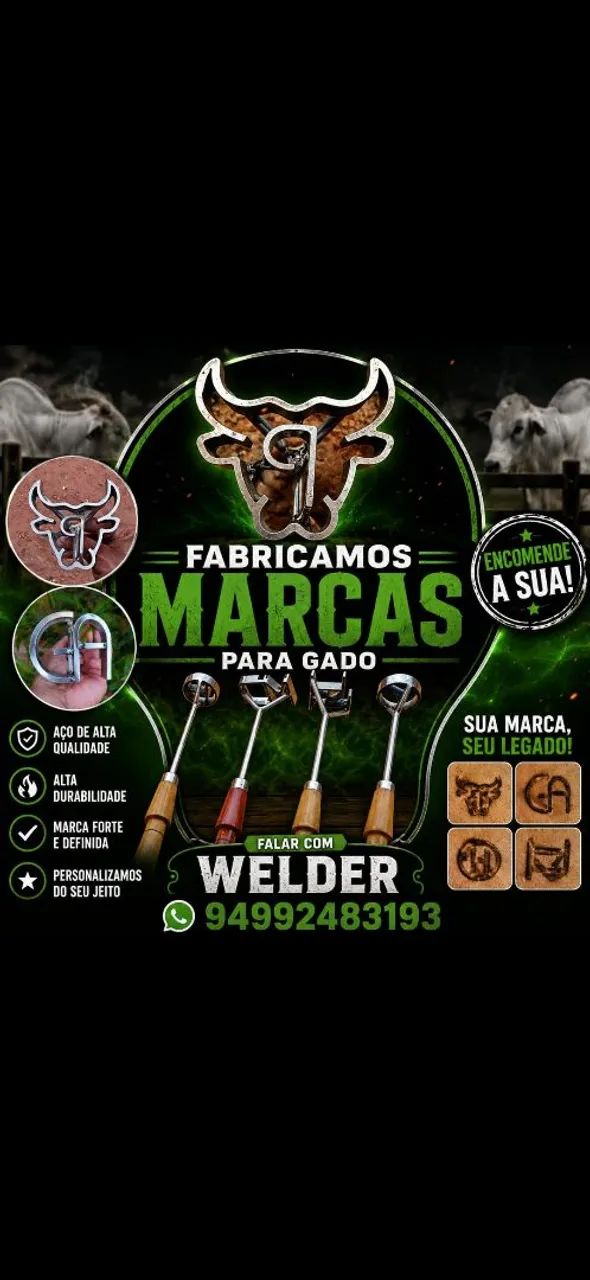 Marca para gado inox