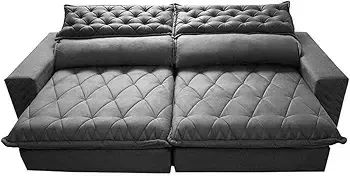 SOFÁ RETRÁTIL E RECLINÁVEL 2,95M MOLAS ENSACADAS CAMA INBOX SPAZUS COM BORDADO 3D VELOSOFT - Foto 2