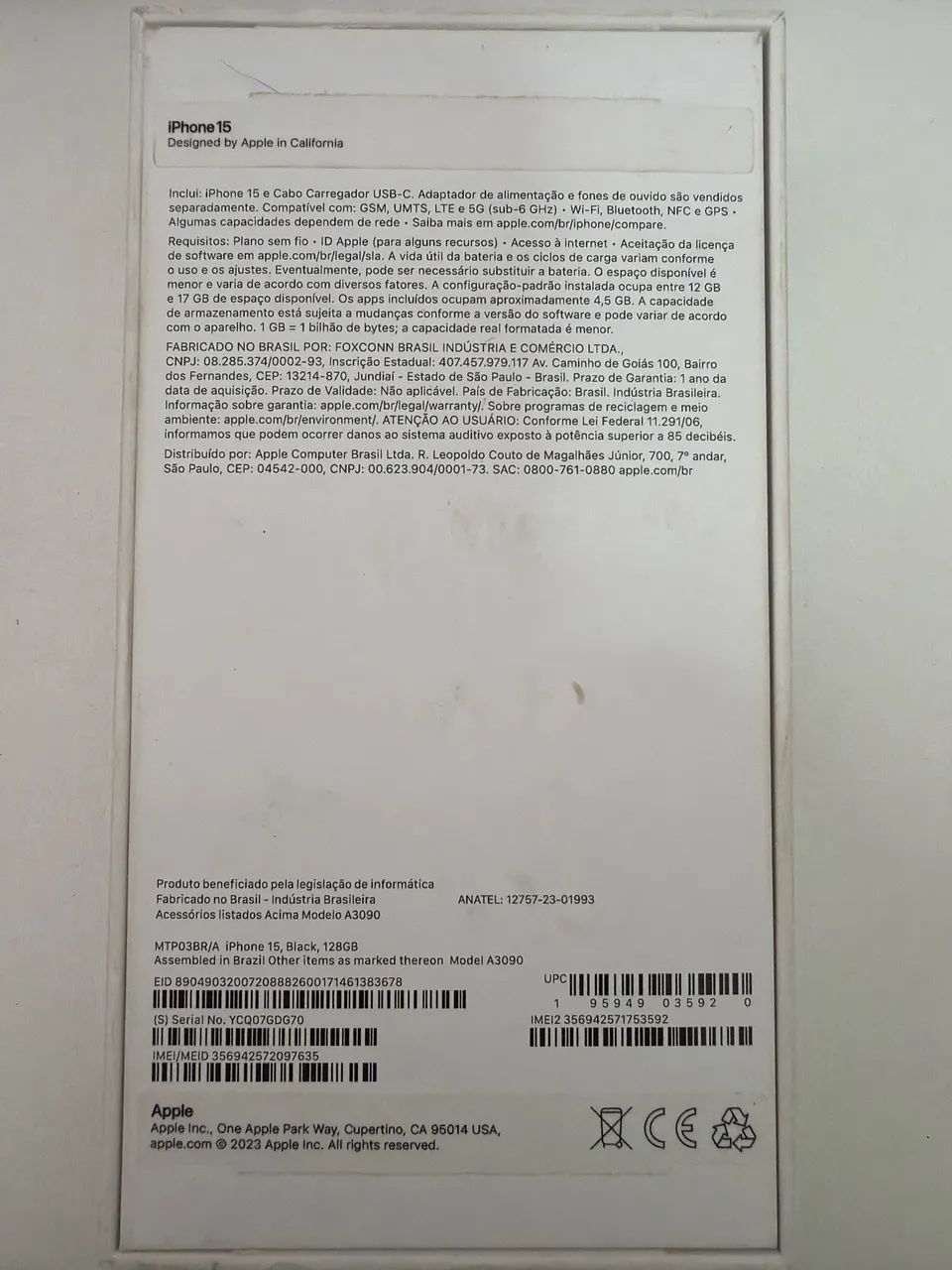 Caixa (vazia) para iPhone 15 Original - Foto 2