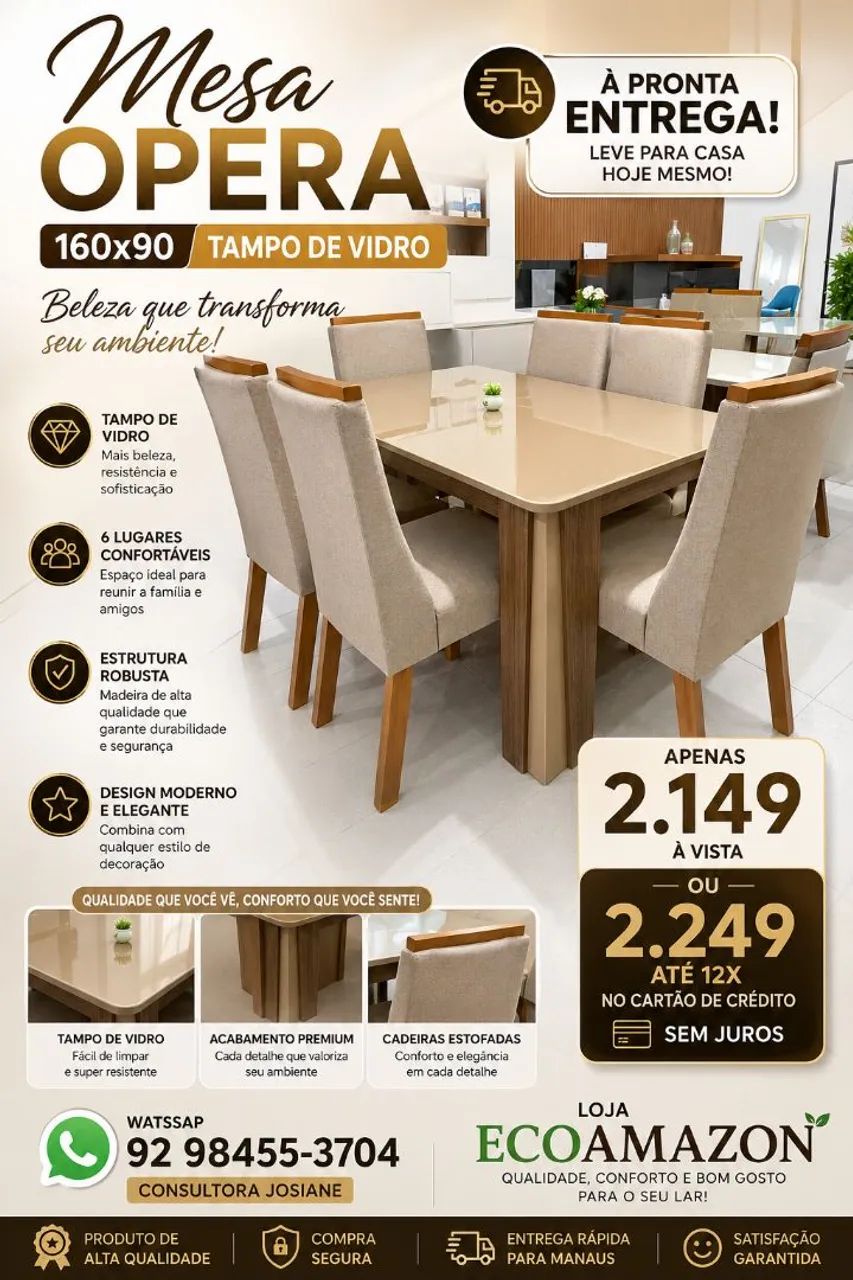 Mesa de jantar 6 cadeiras ___ entrega imediata 