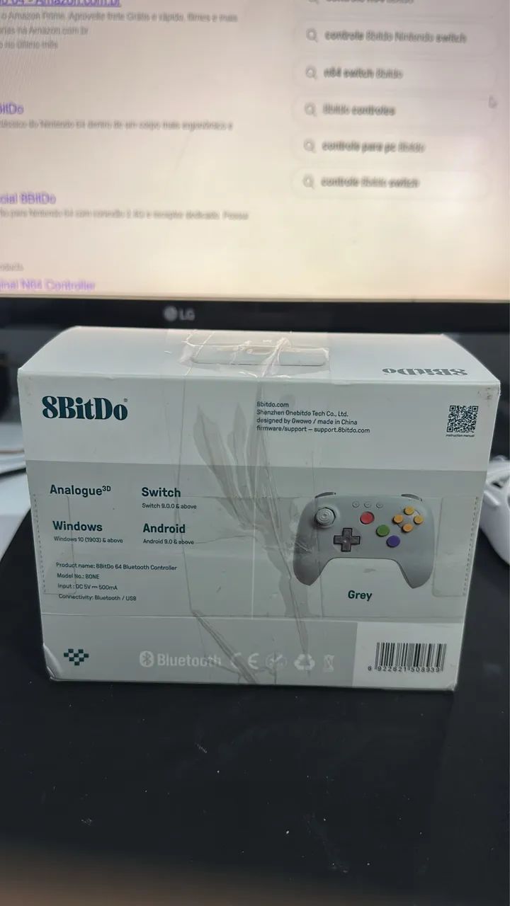 Controle 8BitDo 64 Bluetooth Grey Original - Switch / PC / Android - 80NE