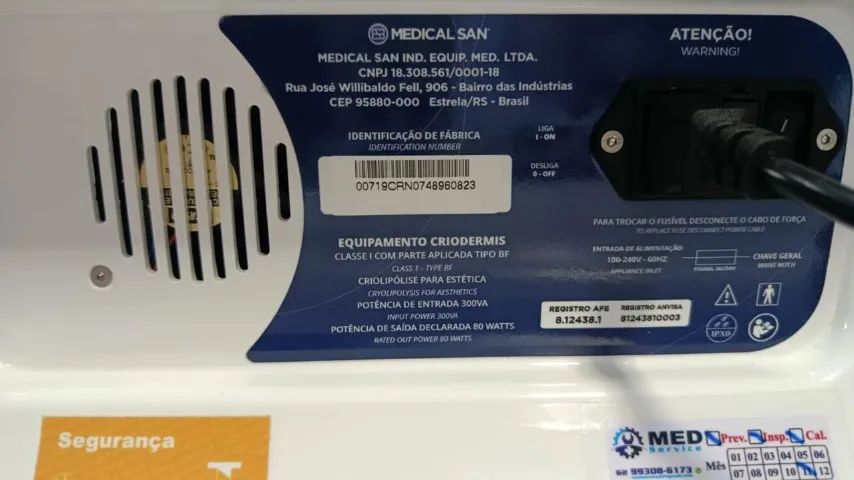 CRIODERMIS MEDICAL SAN | Equipamento de Criolipólise | Excelente estado