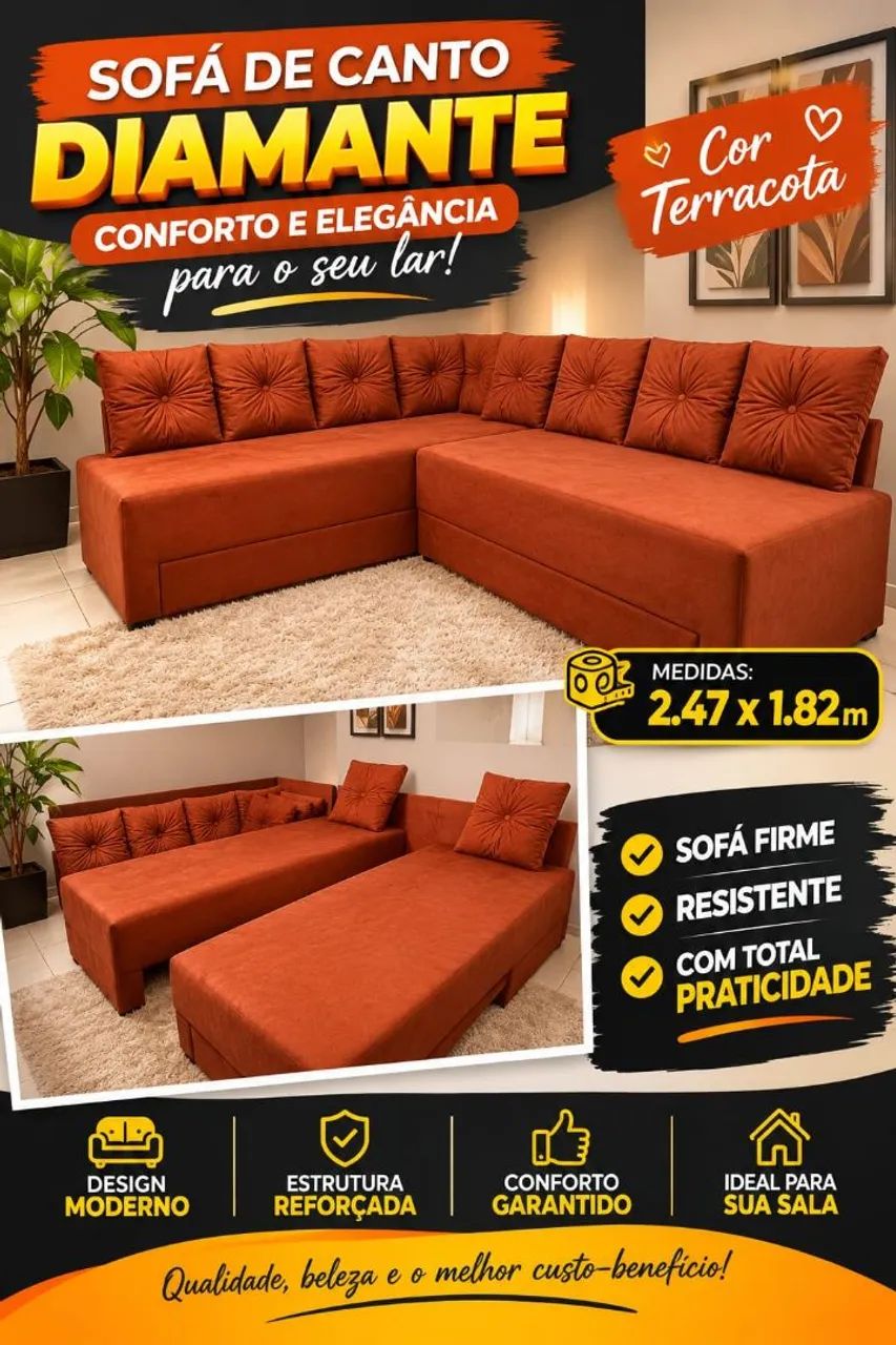 SOFÁ CAMA DE CANTO DIAMANTE 