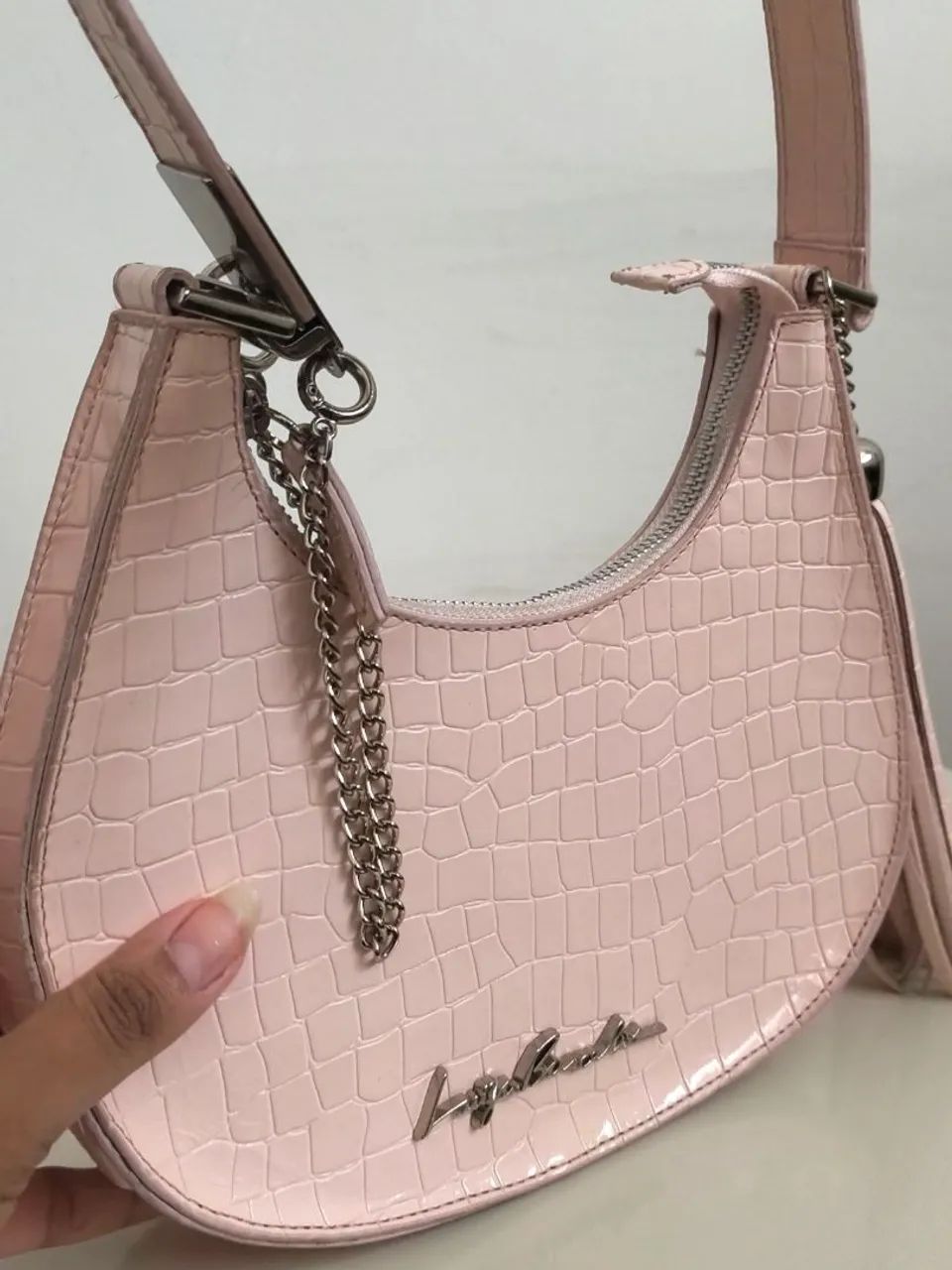Bolsa Luiza Barcelos Meia Lua Croco  - Foto 2