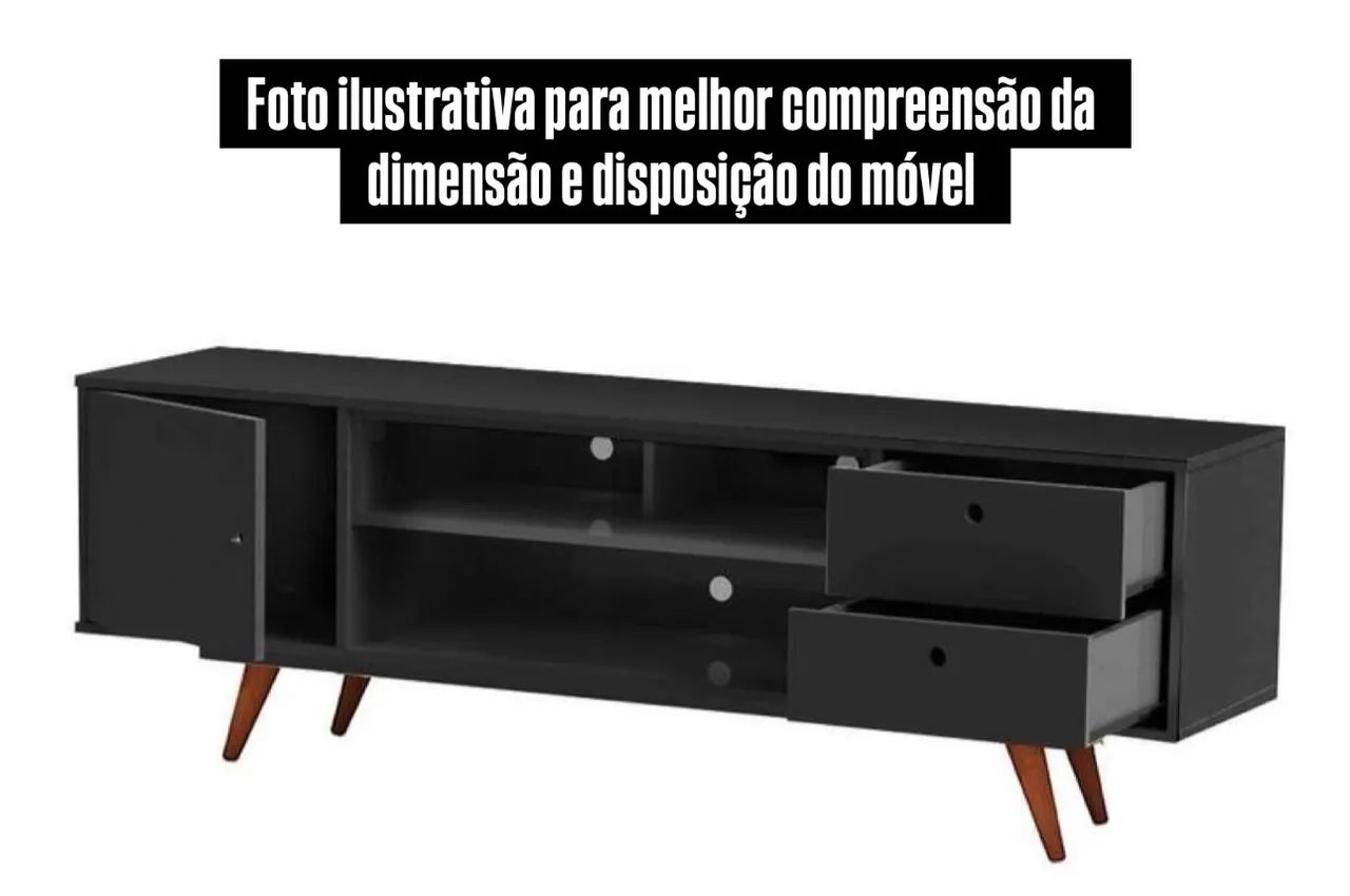 Rack Retrô Rostock Preto - Mobly - Foto 3