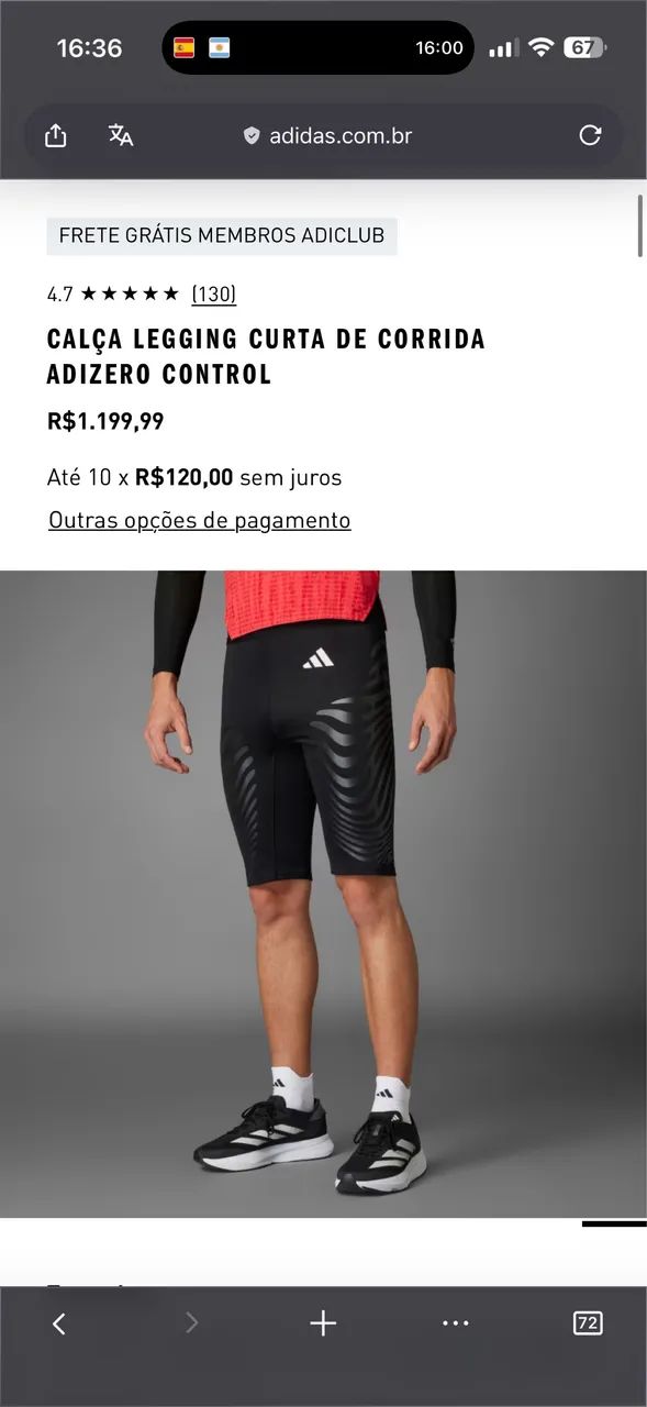 Adizero adidas Short compressão - P - Foto 4